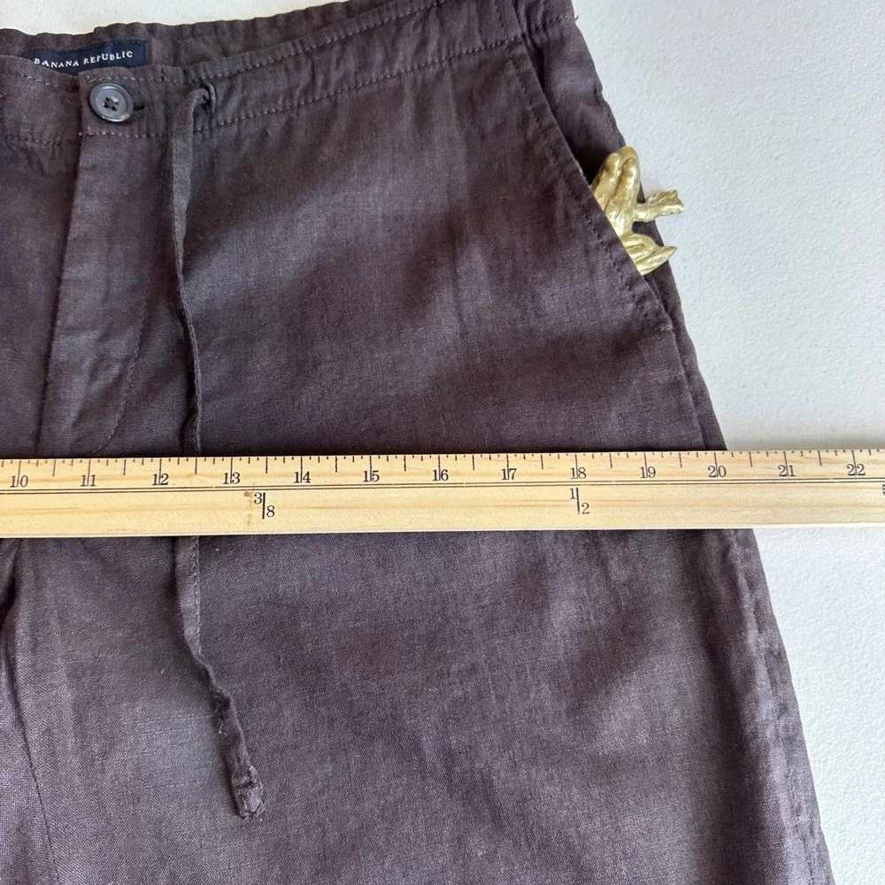 Banana Republic Linen Blend Cargo Pants Size 6 Brown Roll Tab 30